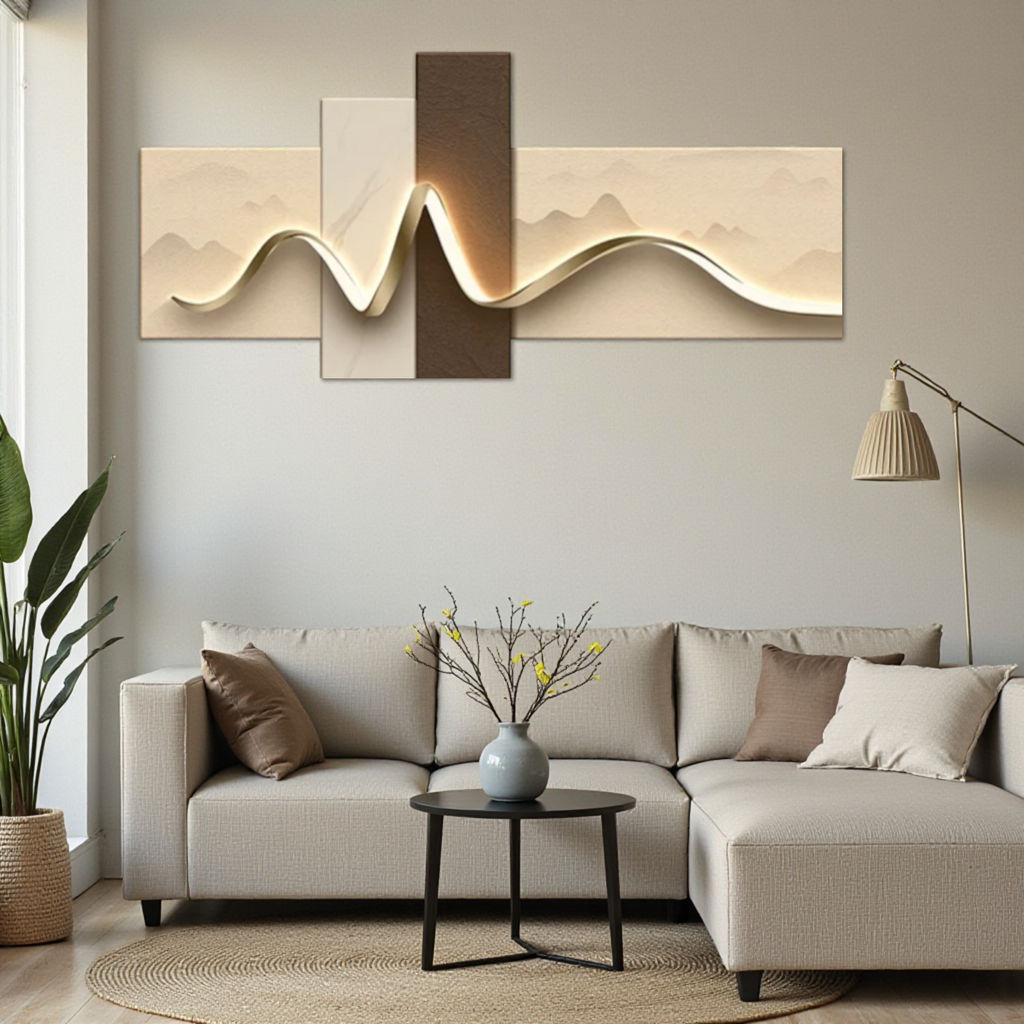 Modern LED Wall Art Lamp, Abstract Mountain Wave Light Panel