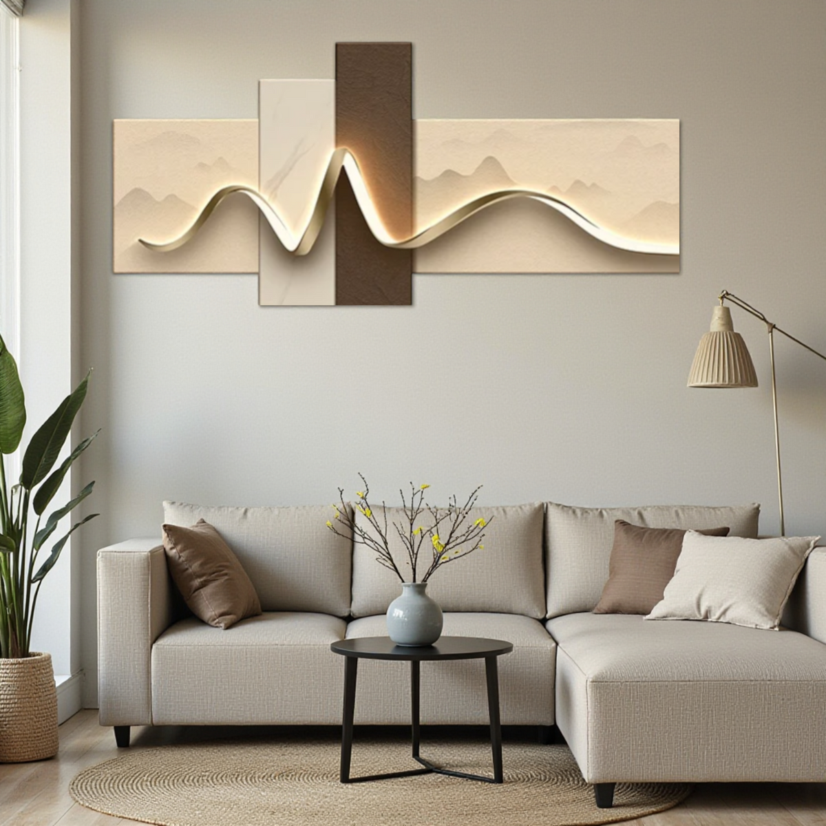 Modern LED Wall Art Lamp, Abstract Mountain Wave Light Panel