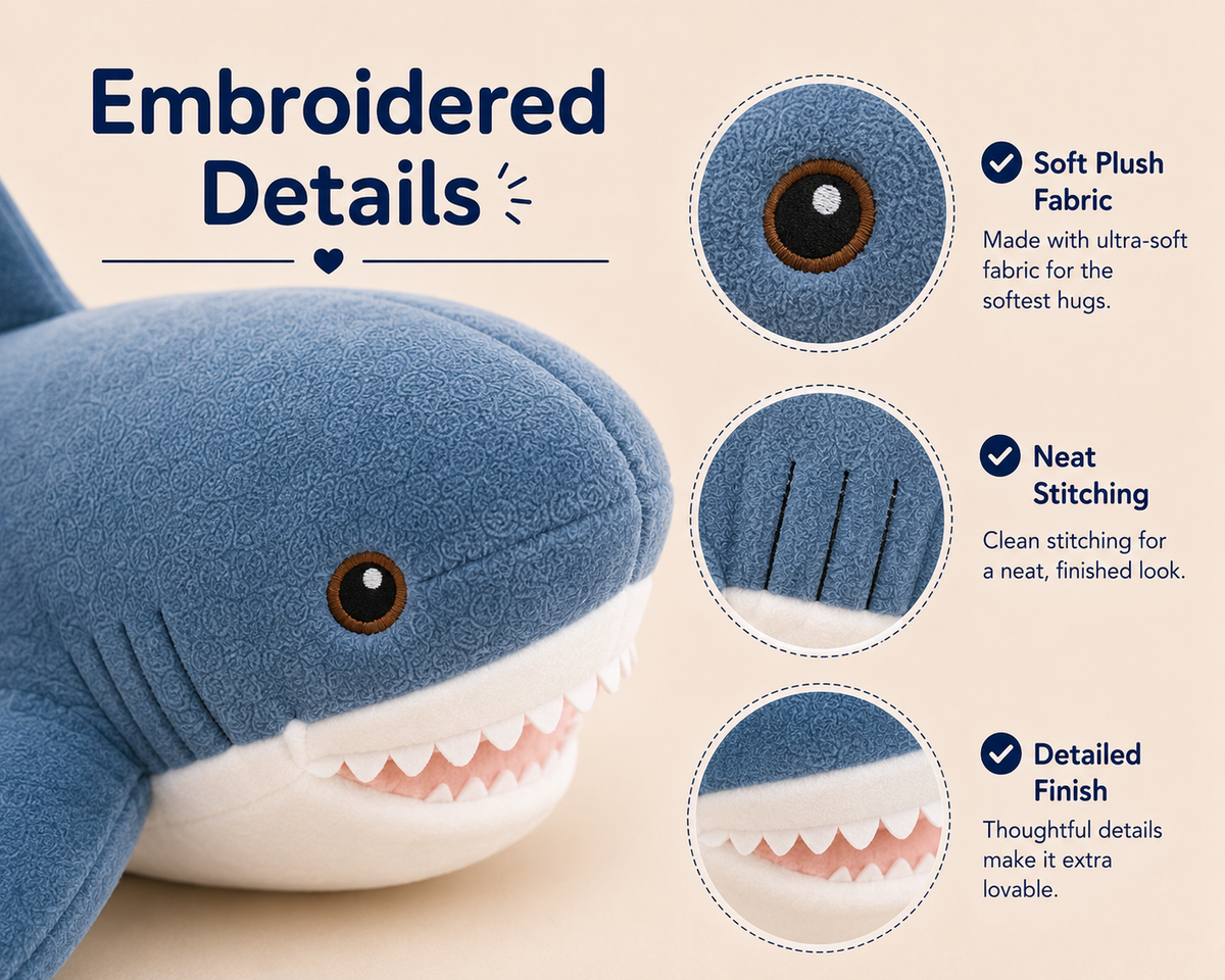 Blue shark plush toy