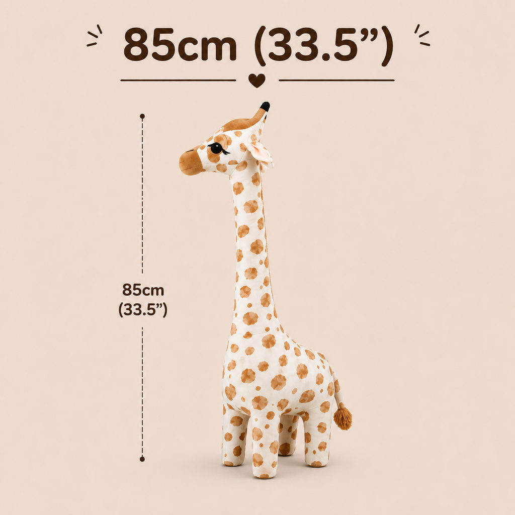 Large Giraffe Plush Toy, Stuffed Animal Pillow, Brown and White Nursery Decor