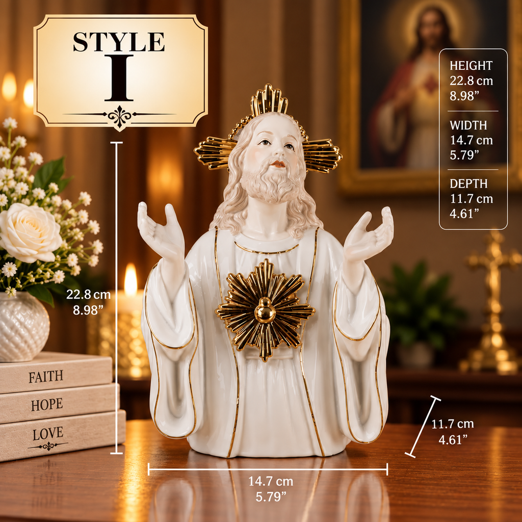 Catholic Statue Set Christian Home Decor Jesus Mary Figurines Religious Shelf Display