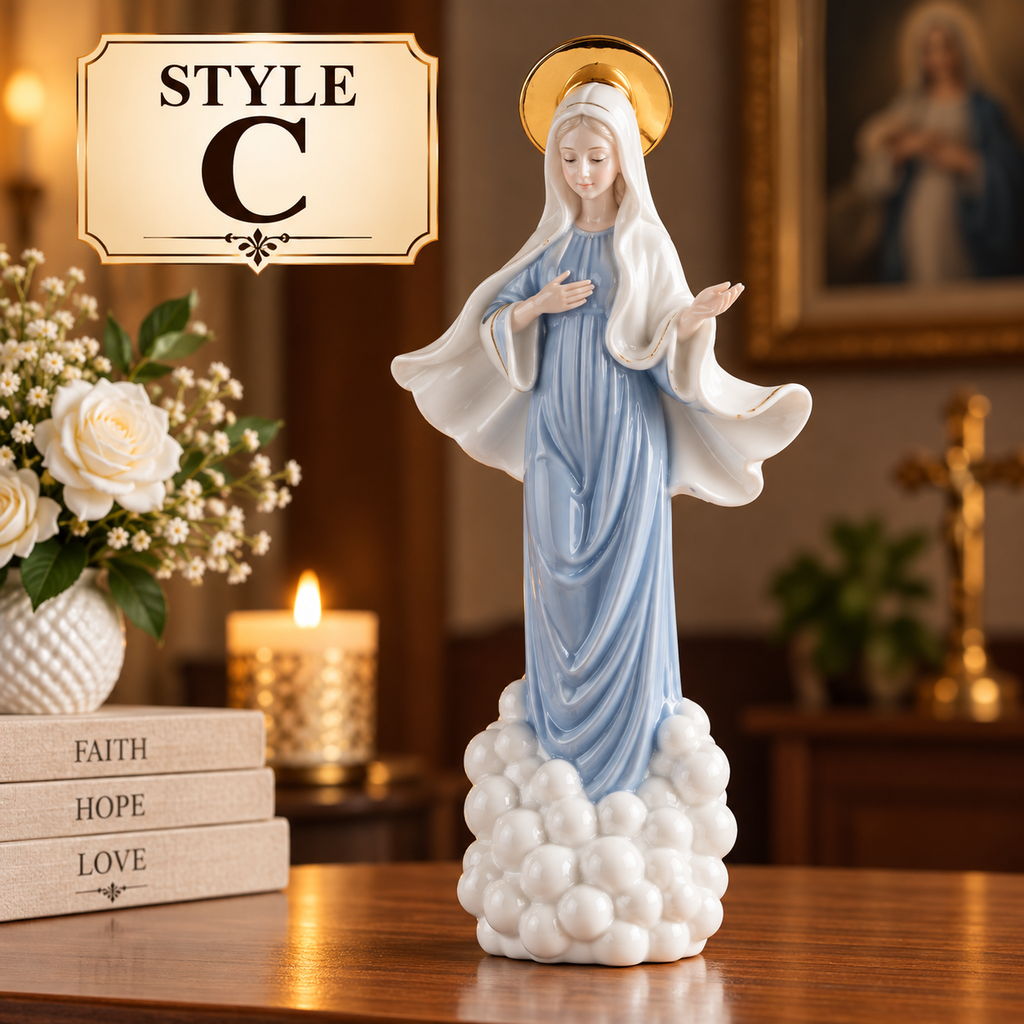 Catholic Statue Set Christian Home Decor Jesus Mary Figurines Religious Shelf Display