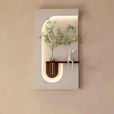 Modern LED Wall Art Light with Glass Vase Shelf, Nordic Minimalist Decorative Wall Lamp