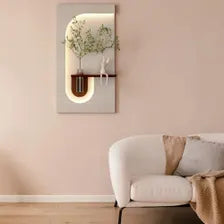 Modern LED Wall Art Light with Glass Vase Shelf, Nordic Minimalist Decorative Wall Lamp