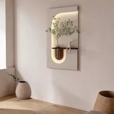 Modern LED Wall Art Light with Glass Vase Shelf, Nordic Minimalist Decorative Wall Lamp
