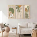 Sage Green Wood Wall Art Set of 3, Modern Abstract Panels, Neutral Home Decor
