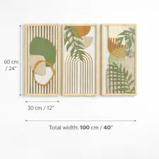 Sage Green Wood Wall Art Set of 3, Modern Abstract Panels, Neutral Home Decor