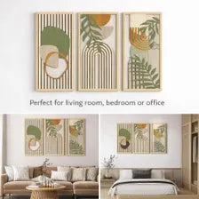 Sage Green Wood Wall Art Set of 3, Modern Abstract Panels, Neutral Home Decor