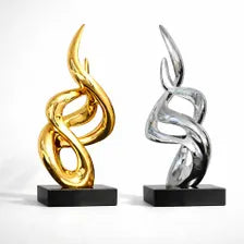 Abstract Gold Sculpture Modern Decor, Office Desk Statue, Unique Home Accent