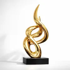 Abstract Gold Sculpture Modern Decor, Office Desk Statue, Unique Home Accent