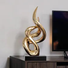 Abstract Gold Sculpture Modern Decor, Office Desk Statue, Unique Home Accent