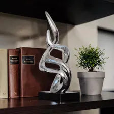 Abstract Gold Sculpture Modern Decor, Office Desk Statue, Unique Home Accent