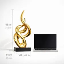 Abstract Gold Sculpture Modern Decor, Office Desk Statue, Unique Home Accent