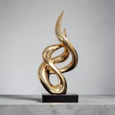 Abstract Gold Sculpture Modern Decor, Office Desk Statue, Unique Home Accent