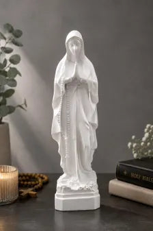 White Resin Christian Statue Set, Catholic Home Decor, Prayer Room Gift