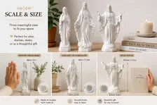 White Resin Christian Statue Set, Catholic Home Decor, Prayer Room Gift