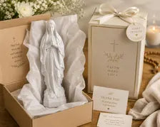 White Resin Christian Statue Set, Catholic Home Decor, Prayer Room Gift