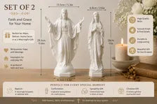 White Resin Christian Statue Set, Catholic Home Decor, Prayer Room Gift