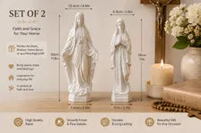 White Resin Christian Statue Set, Catholic Home Decor, Prayer Room Gift