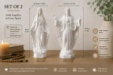 White Resin Christian Statue Set, Catholic Home Decor, Prayer Room Gift