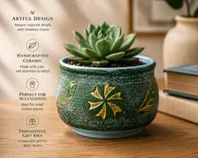 Southwest Ceramic Planter Pot, Textured Indoor Outdoor Succulent Planter