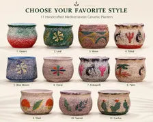 Southwest Ceramic Planter Pot, Textured Indoor Outdoor Succulent Planter