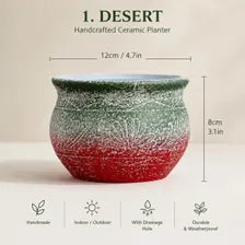 Southwest Ceramic Planter Pot, Textured Indoor Outdoor Succulent Planter