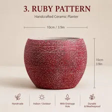 Southwest Ceramic Planter Pot, Textured Indoor Outdoor Succulent Planter