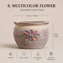 Southwest Ceramic Planter Pot, Textured Indoor Outdoor Succulent Planter