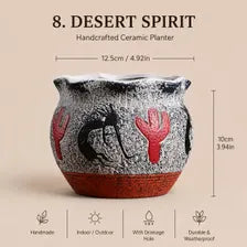 Southwest Ceramic Planter Pot, Textured Indoor Outdoor Succulent Planter