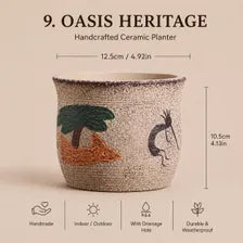 Southwest Ceramic Planter Pot, Textured Indoor Outdoor Succulent Planter