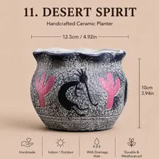 Southwest Ceramic Planter Pot, Textured Indoor Outdoor Succulent Planter