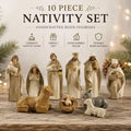 Handcrafted Nativity Set, Resin Christmas Figurines, Farmhouse Holiday Decor