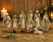 Handcrafted Nativity Set, Resin Christmas Figurines, Farmhouse Holiday Decor