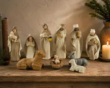 Handcrafted Nativity Set, Resin Christmas Figurines, Farmhouse Holiday Decor
