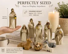 Handcrafted Nativity Set, Resin Christmas Figurines, Farmhouse Holiday Decor