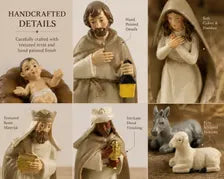 Handcrafted Nativity Set, Resin Christmas Figurines, Farmhouse Holiday Decor