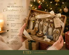Handcrafted Nativity Set, Resin Christmas Figurines, Farmhouse Holiday Decor