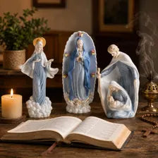 Catholic Statue Set Christian Home Decor Jesus Mary Figurines Religious Shelf Display