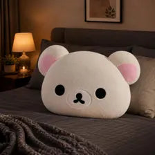Bear Plush Pillow Cozy Room Cushion Kawaii Bedroom Decor