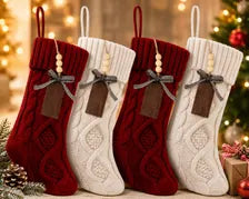 Personalized Christmas Stocking Knit Holiday Mantel Decor Family Fireplace Stockings Set