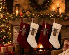 Personalized Christmas Stocking Knit Holiday Mantel Decor Family Fireplace Stockings Set
