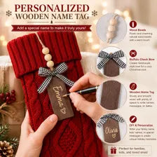 Personalized Christmas Stocking Knit Holiday Mantel Decor Family Fireplace Stockings Set