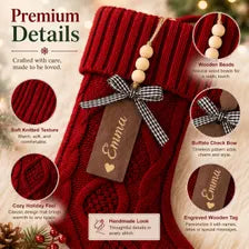 Personalized Christmas Stocking Knit Holiday Mantel Decor Family Fireplace Stockings Set