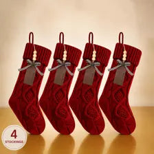 Personalized Christmas Stocking Knit Holiday Mantel Decor Family Fireplace Stockings Set