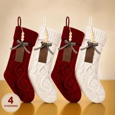 Personalized Christmas Stocking Knit Holiday Mantel Decor Family Fireplace Stockings Set