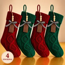 Personalized Christmas Stocking Knit Holiday Mantel Decor Family Fireplace Stockings Set