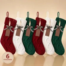 Personalized Christmas Stocking Knit Holiday Mantel Decor Family Fireplace Stockings Set