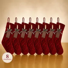 Personalized Christmas Stocking Knit Holiday Mantel Decor Family Fireplace Stockings Set