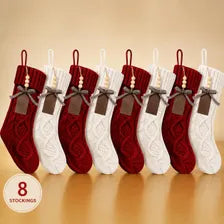Personalized Christmas Stocking Knit Holiday Mantel Decor Family Fireplace Stockings Set